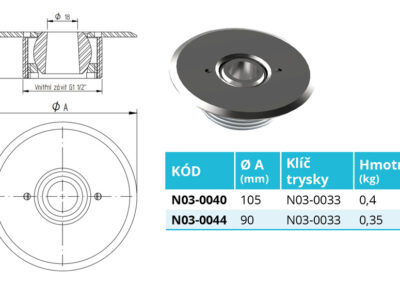 Nerezové vtokové trysky kruhové N03-0040, N03-0044