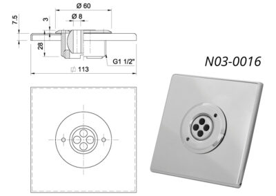 Nerezové vtokové trysky čtvercové N03-0016
